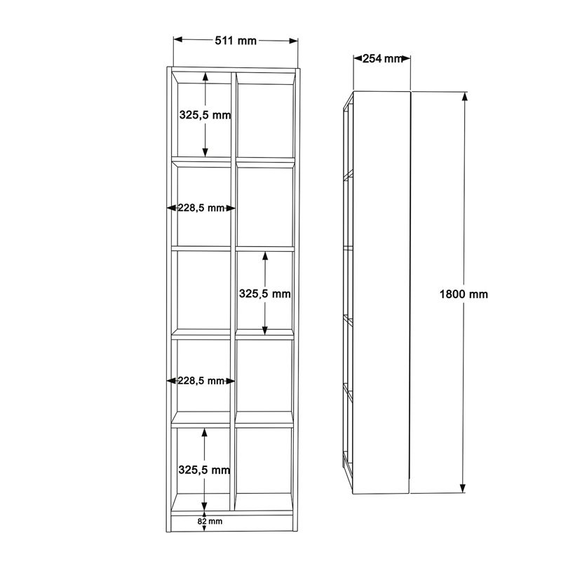 Βιβλιοθήκη Oteca 10θέσεων pakoworld oak 51.1x25.4x180εκ - Image 4
