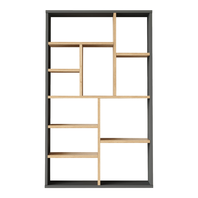 Βιβλιοθήκη Boteca 10θέσεων pakoworld σε oak-ανθρακί απόχρωση 75x22x123.6εκ