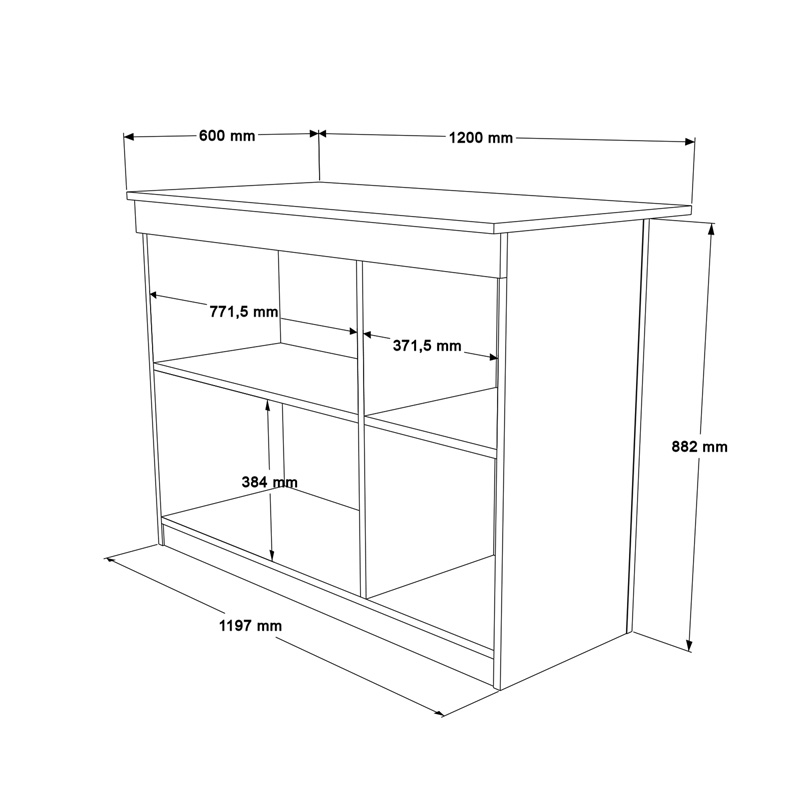Τραπέζι-πάγκος κουζίνας Kogile pakoworld σε φυσική απόχρωση 120x60x88.2εκ - Image 4