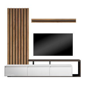 Σύνθετο σαλονιού Claironse pakoworld σε φυσική απόχρωση-ανθρακί-ανοιχτό γκρι 225x37.6x210εκ