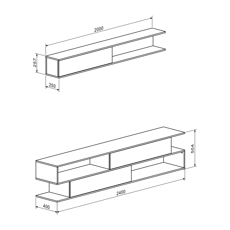 Σύνθετο σαλονιού Brick pakoworld σε sonoma oak-κρεμ απόχρωση 240x40x50.4εκ - Image 2