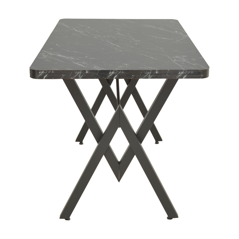 Τραπέζι Vertex pakoworld μαυρο εφέ μαρμάρου με μαύρα μεταλλικά πόδια 110x70x72εκ - Image 2