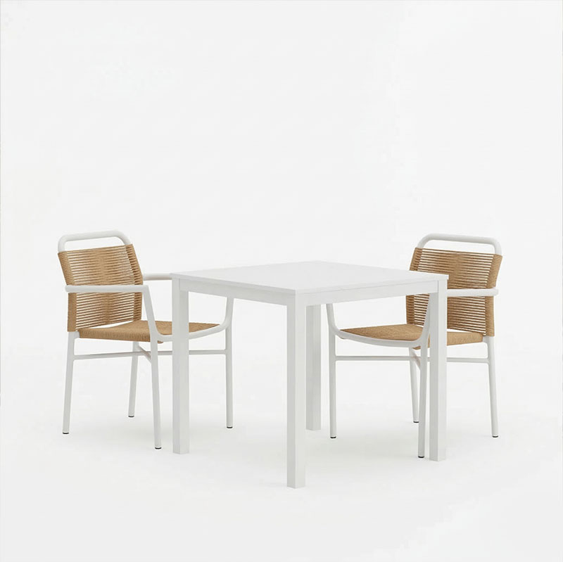 Τραπεζαρία Kliton - Clutch σετ 3τεμ pakoworld αλουμίνιο σε λευκή απόχρωση 80x80x74εκ