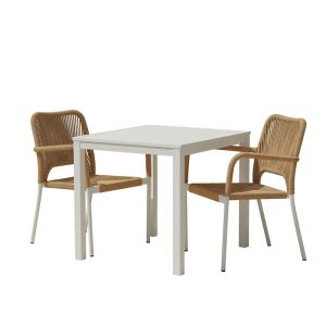 Τραπεζαρία Kliton - Norture σετ 3τεμ pakoworld αλουμίνιο σε λευκή απόχρωση 80x80x74εκ