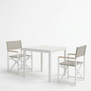 Τραπεζαρία Kliton - Mabu σετ 3τεμ pakoworld αλουμίνιο σε λευκή απόχρωση 80x80x74εκ