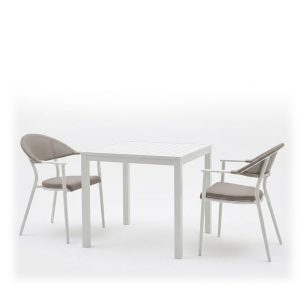 Τραπεζαρία Kliton - Pino σετ 3τεμ pakoworld αλουμίνιο σε λευκή απόχρωση 80x80x74εκ