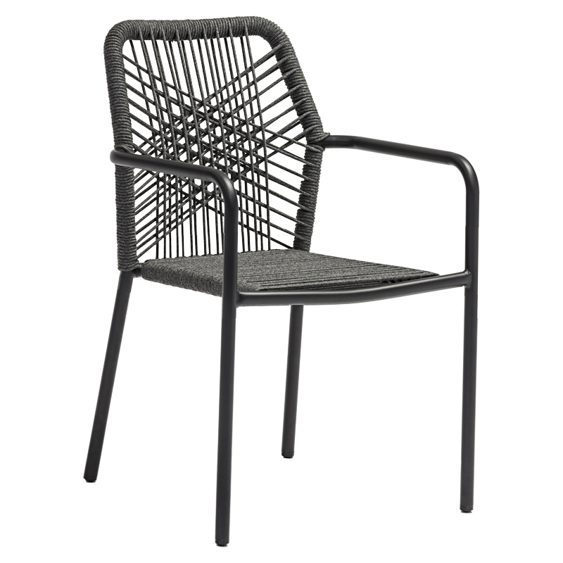 Τραπεζαρία Kherson-Kliton A σετ 7τεμ pakoworld αλουμινίου και σχοινί σε ανθρακί απόχρωση 150x80x74εκ - Image 3