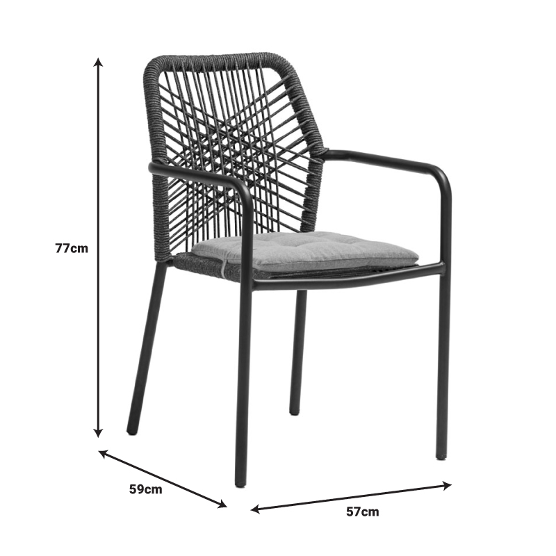 Τραπεζαρία Kliton-Kherson σετ 3τεμ pakoworld αλουμίνιο σε ανθρακί απόχρωση 80x80x74εκ - Image 7