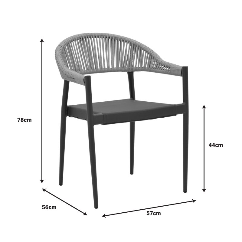 Τραπεζαρία Elation-Kliton B σετ 7τεμ pakoworld αλουμίνιο σε ανθρακί απόχρωση 150x80x74εκ - Image 13