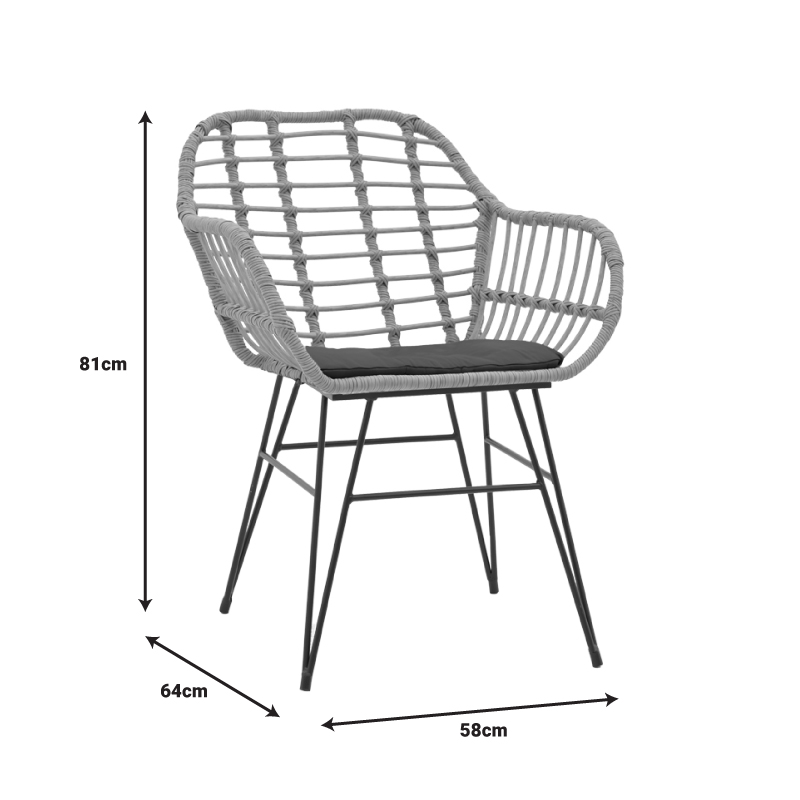 Τραπεζαρία Naoki Χ σετ 7τεμ pakoworld rattan pe σε φυσική απόχρωση και μαύρο μέταλλο 160x90x78εκ - Image 12