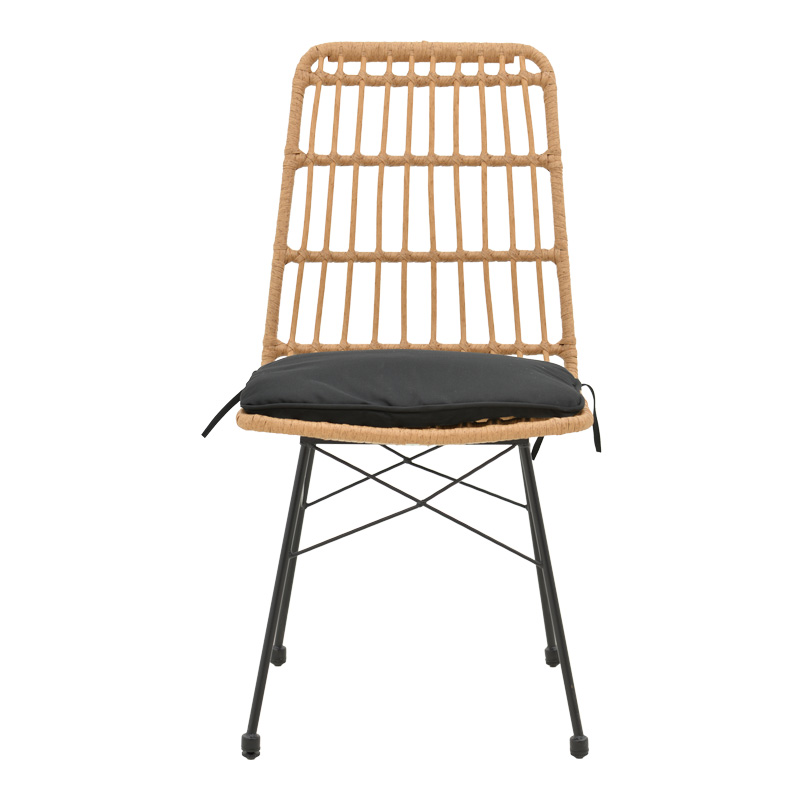 Τραπεζαρία Naoki U σετ 5τεμ pakoworld rattan pe σε φυσική απόχρωση και μαύρο μέταλλο 80x80x78εκ - Image 6