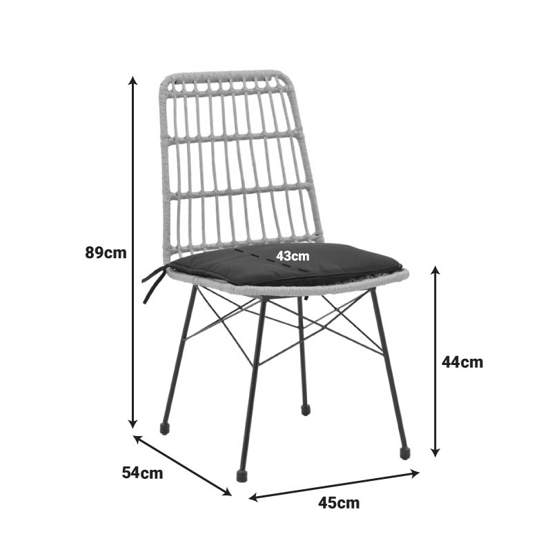 Τραπεζαρία Naoki U σετ 5τεμ pakoworld rattan pe σε φυσική απόχρωση και μαύρο μέταλλο 80x80x78εκ - Image 9