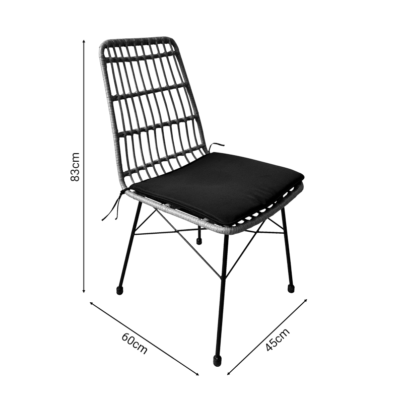 Τραπεζαρία Naoki U σετ 5τεμ pakoworld rattan pe σε φυσική απόχρωση και μαύρο μέταλλο 160x90x78εκ - Image 8