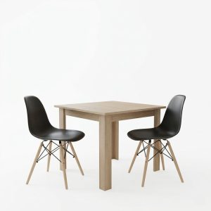 Τραπεζαρία Manka I-Julita pakoworld σετ 3τεμ σε sonoma-μαύρη απόχρωση 80x80x77εκ