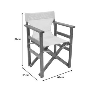 Καρέκλα-πολυθρόνα σκηνοθέτη Retto pakoworld μασίφ ξύλο οξιάς καρυδί-πανί εκρού
