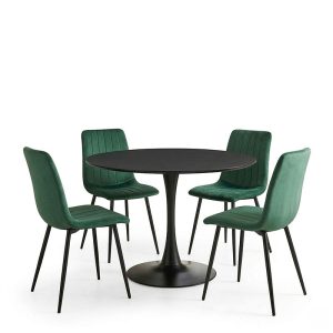 Τραπεζαρία Balou-Noor pakoworld σετ 5τεμ MDF μαύρο-κυπαρισσι Φ120x73εκ