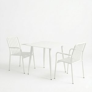 Τραπεζαρία Heven Vista pakoworld σετ 3τεμ λευκό αλουμίνιο 80x80x72εκ