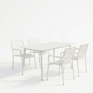 Τραπεζαρία Heven Vista pakoworld σετ 5τεμ λευκό αλουμίνιο 150x80x72εκ