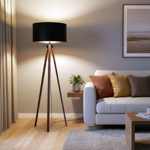 Φωτιστικό δαπέδου PWL-1059 pakoworld Ε27 καρυδί-μαύρο Φ38x140εκ