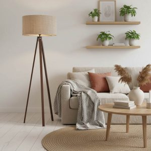 Φωτιστικό δαπέδου PWL-1059 pakoworld Ε27 μπεζ-καρυδί Φ38x140εκ