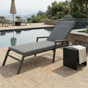 Μαξιλάρι ξαπλώστρας Sadie pakoworld ύφασμα σε γκρι απόχρωση 65x185x15εκ