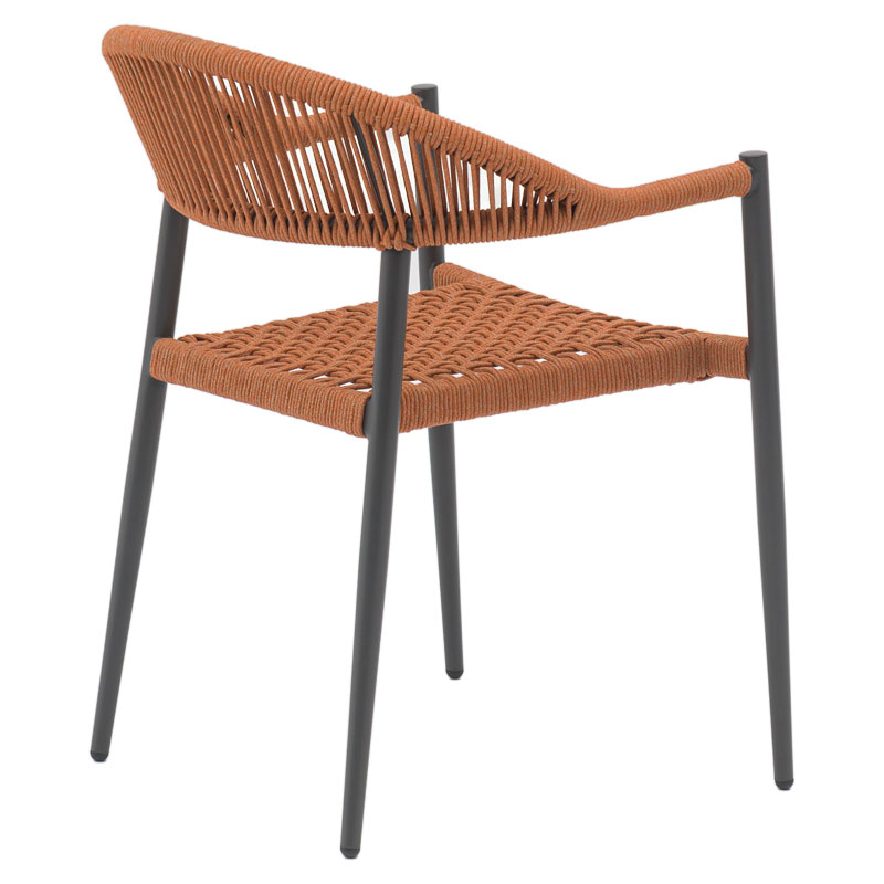 Πολυθρόνα Freiburg pakoworld αλουμίνιο μαύρο-σχοινί φυσικό-κεραμιδί - Image 3