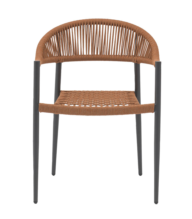 Πολυθρόνα Freiburg pakoworld αλουμίνιο μαύρο-σχοινί φυσικό-κεραμιδί - Image 5