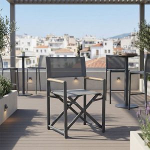 Πολυθρόνα σκηνοθέτη Mabu pakoworld ανθρακί αλουμίνιο 56x48x86εκ