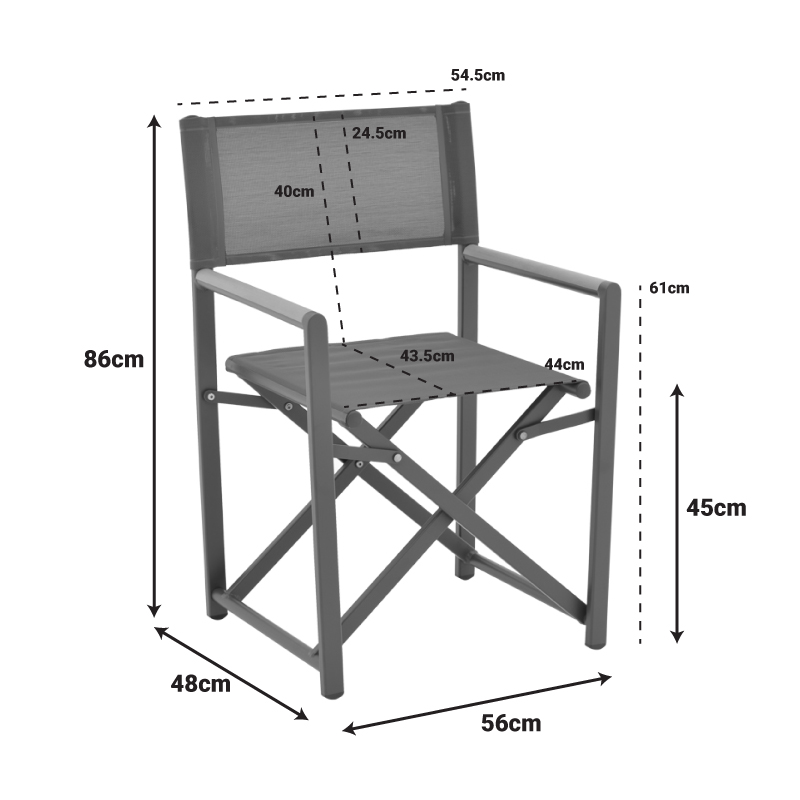 Πολυθρόνα σκηνοθέτη Mabu pakoworld ανθρακί αλουμίνιο 56x48x86εκ - Image 2