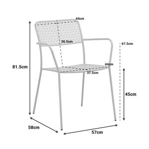 Πολυθρόνα Federal pakoworld στοιβαζόμενη κρεμ μέταλλο 57x58x81.5εκ