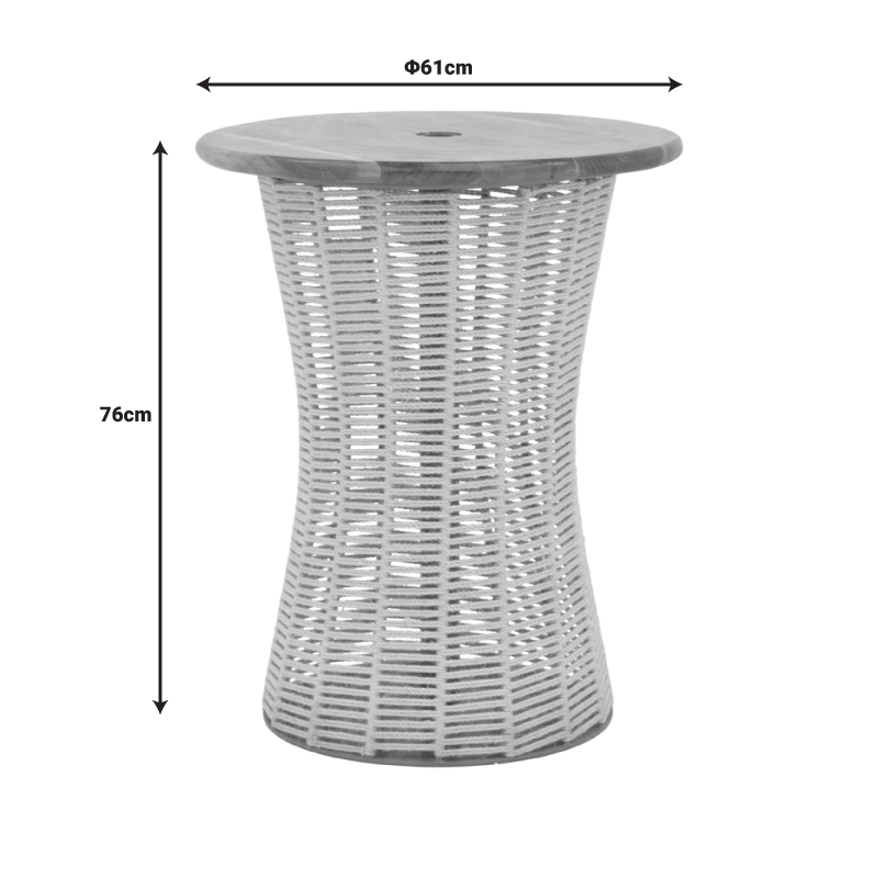 Τραπέζι Lemelo pakoworld μέταλλο-sal wood-γιούτα σε εκρού απόχρωση Φ61x76εκ - Image 2