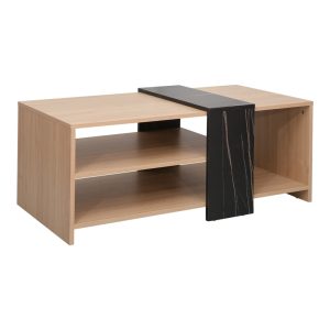 Τραπέζι σαλονιού Cozeto pakoworld σε φυσική απόχρωση με όψη μαρμάρου 100x53x41.5εκ