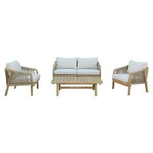 Σαλόνι κήπου Malibu pakoworld μασίφ ξύλο ακακίας-ύφασμα μπεζ