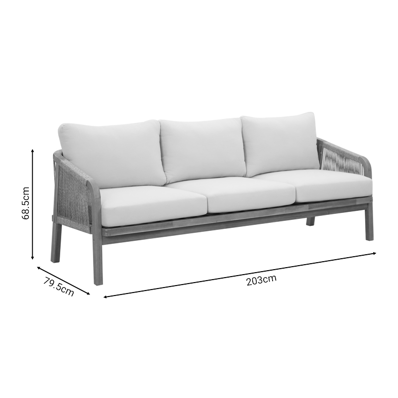 Σετ σαλονιού 4τμχ Malibu I pakoworld μασίφ ξύλο ακακίας-μπεζ ύφασμα - Image 5