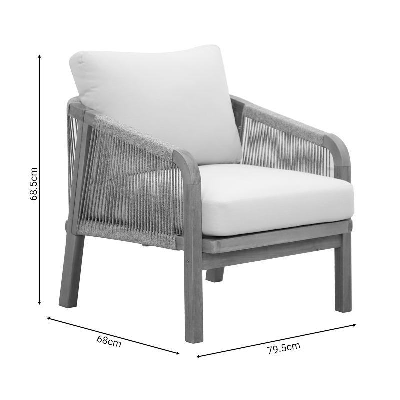 Σετ σαλονιού 4τμχ Malibu I pakoworld μασίφ ξύλο ακακίας-μπεζ ύφασμα - Image 6