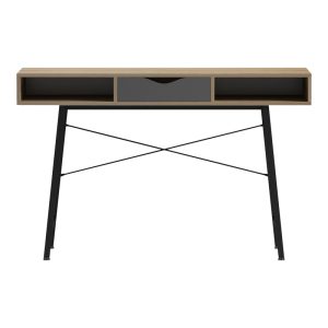 Γραφείο εργασίας Komo pakoworldε sonoma-γκρι - μαύρα μεταλλικά πόδια 120x48x76εκ