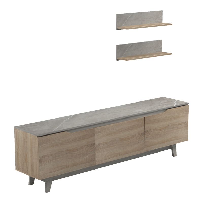 Σύνθετο σαλονιού Kasia pakoworld μπεζ μαρμάρου-sonoma 180x35x48.5εκ - Image 2