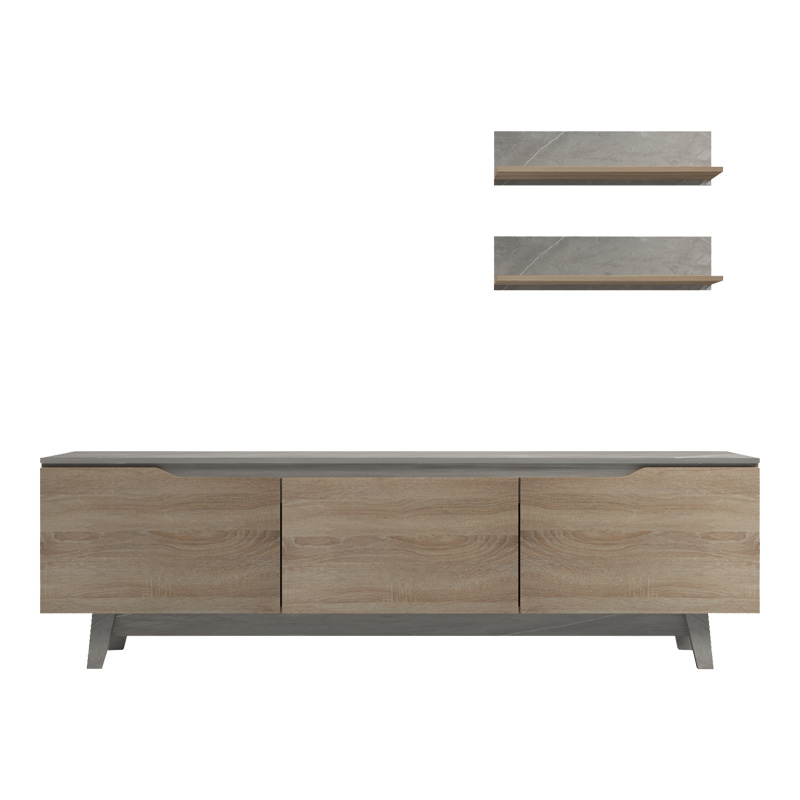 Σύνθετο σαλονιού Kasia pakoworld μπεζ μαρμάρου-sonoma 180x35x48.5εκ - Image 4