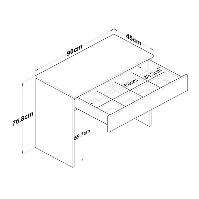 Κονσόλα-τουαλέτα κρεβατοκάμαρας Artemisia pakoworld σε λευκή απόχρωση 90x45x76.8εκ - Image 5