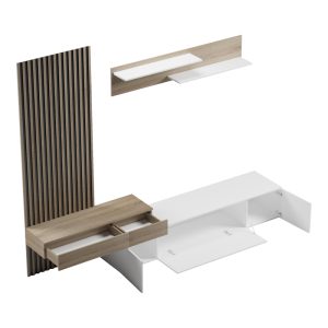 Σύνθετο σαλονιού Litende pakoworld σε λευκή-sonoma απόχρωση 249.4x42.2x199.5εκ