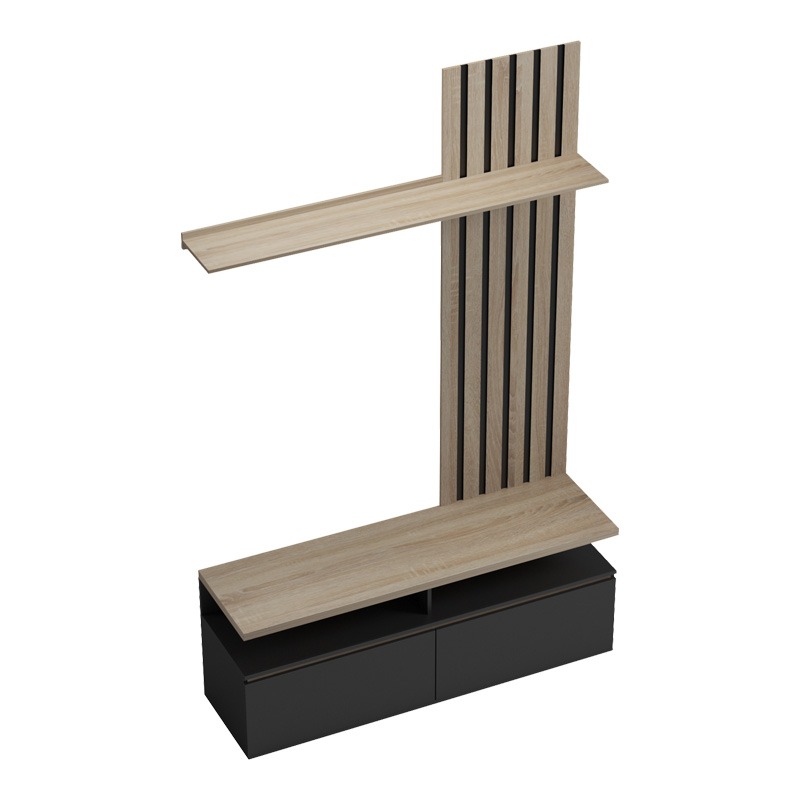 Σύνθετο σαλονιού Perlento pakoworld σε μαύρο με sonoma απόχρωση 140x41x219.5εκ - Image 5