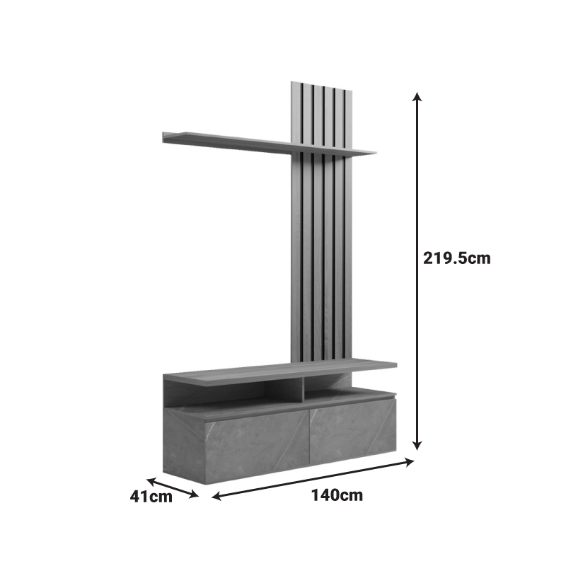 Σύνθετο σαλονιού Perlento pakoworld σε μαύρο με sonoma απόχρωση 140x41x219.5εκ - Image 7