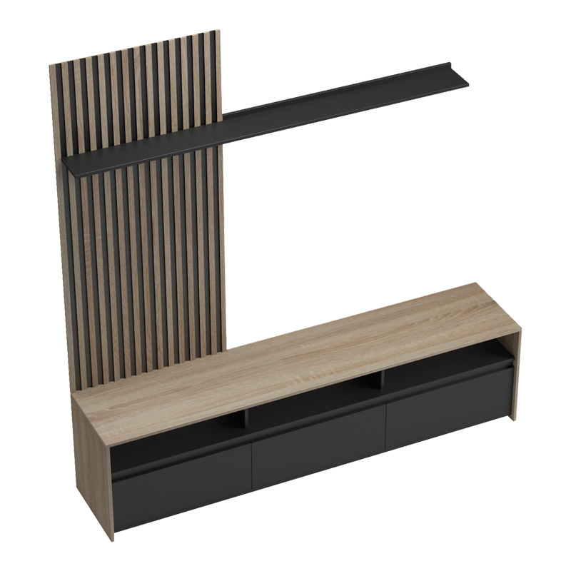 Σύνθετο σαλονιού Delfina pakoworld σε sonoma με μαύρη απόχρωση 190x40x199.5εκ - Image 5