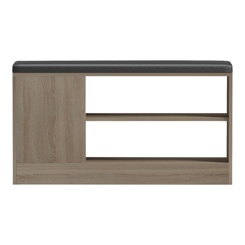 Παπουτσοθήκη-σκαμπό Deboule pakoworld 8 ζευγών σε sonoma-μαύρη απόχρωση 90x30x46εκ - Image 3