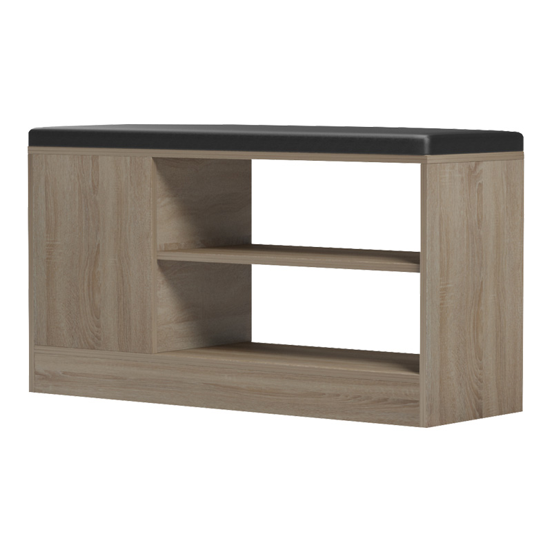 Παπουτσοθήκη-σκαμπό Deboule pakoworld 8 ζευγών σε sonoma-μαύρη απόχρωση 90x30x46εκ - Image 4