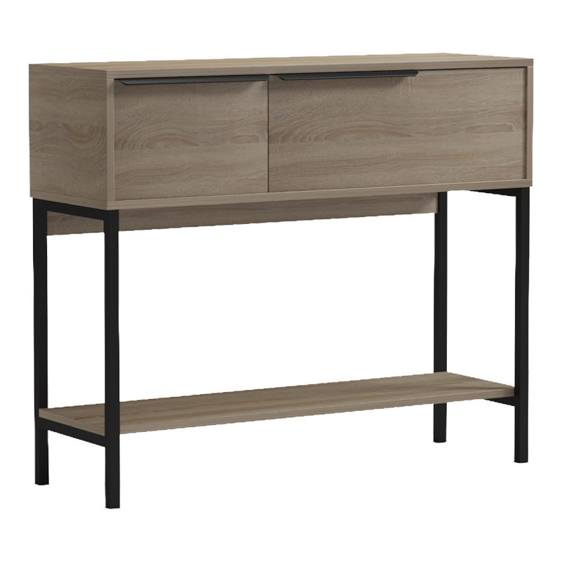 Κονσόλα Nordic pakoworld σε sonoma-μαύρη απόχρωση 90x29,5x76εκ - Image 2