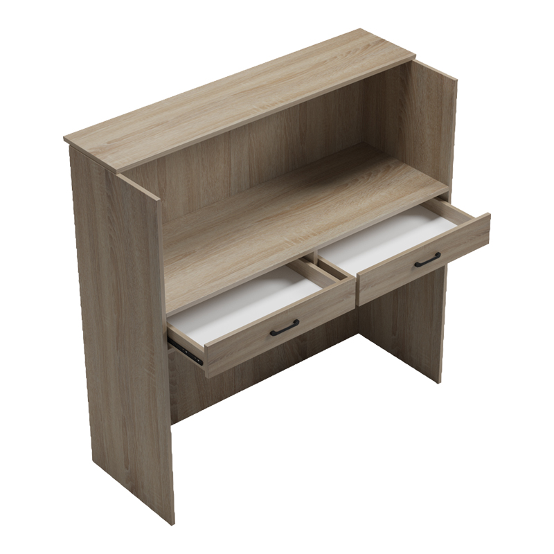 Γραφείο reception Optima pakoworld με led sonoma-λευκή όψη μαρμάρου 110x40x110εκ