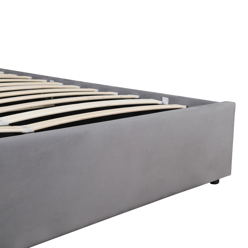 Κρεβάτι διπλό Kamaho pakoworld βελούδο ανθρακί με αποθηκευτικό χώρο 160x200εκ - Image 6