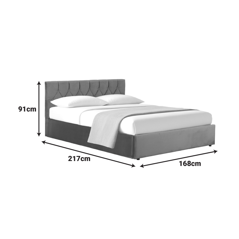 Κρεβάτι διπλό Kamaho pakoworld βελούδο ανθρακί με αποθηκευτικό χώρο 160x200εκ - Image 8