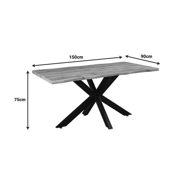 Tραπέζι Gilman pakoworld MDF sonoma-μαύρο 150x90x75εκ - Image 4